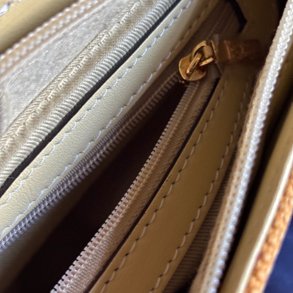 Genuine leather and canvas buttery yellow Shoulder Bag - Picture 9 of 13